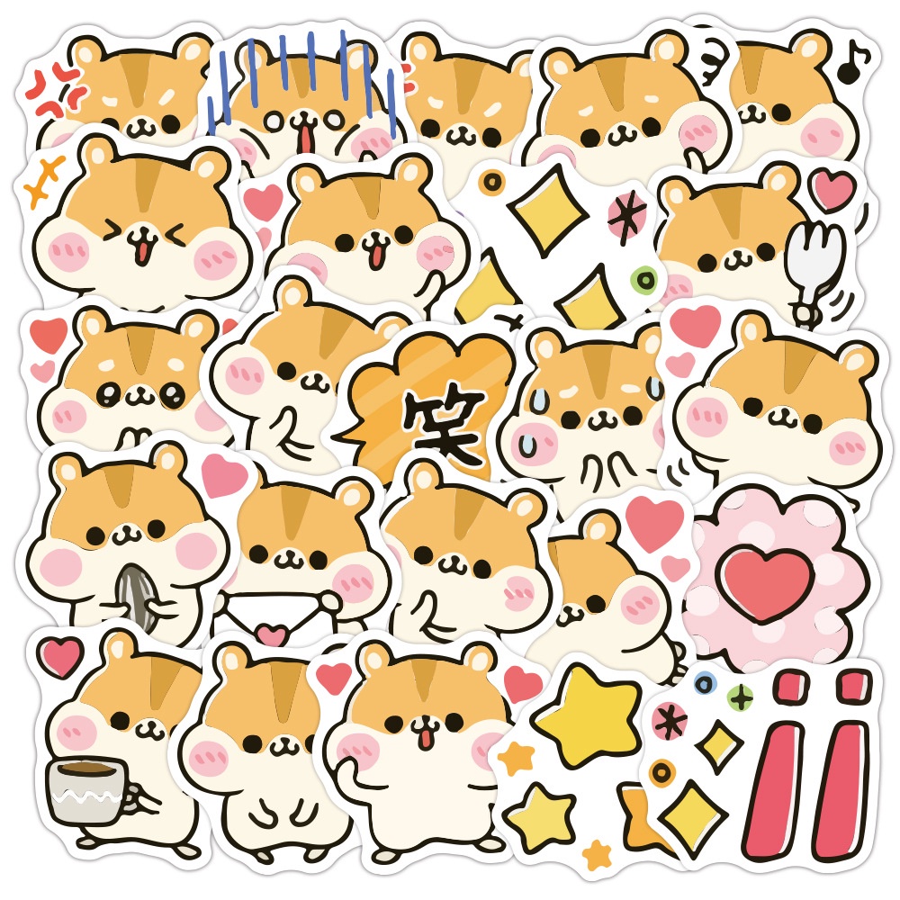Lucu hamster kecil stiker kartun hewan peliharaan ekspresi Jurnal bahan dekorasi stiker kecil phone