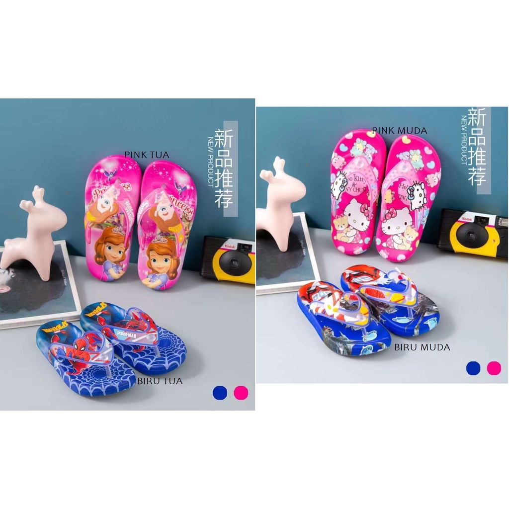 littlekiddoss Sendal Jepit Anak Perempuan Sandal Jepit Anak Laki-Laki Karakter Import 26-35 SH2211