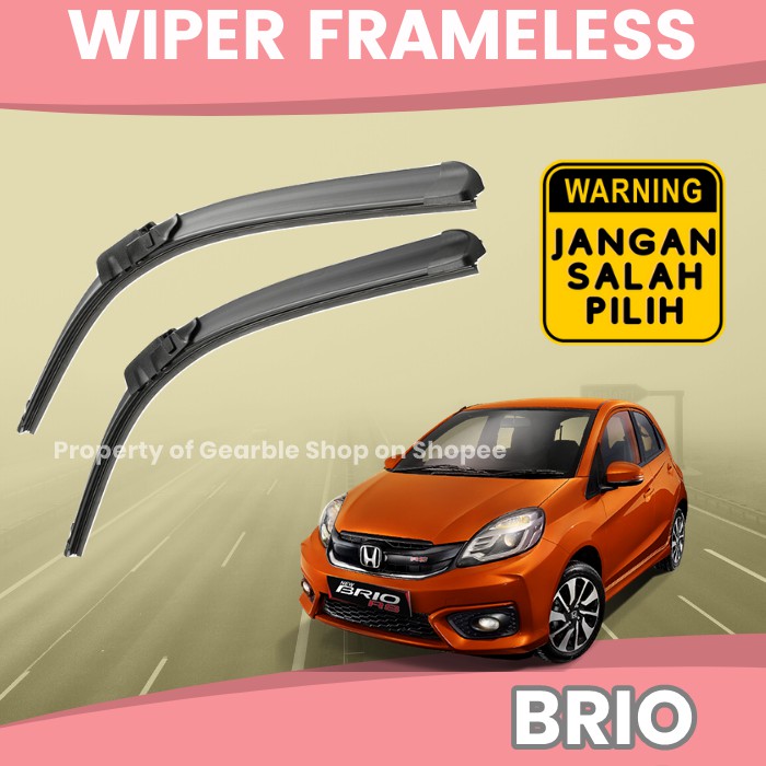 WIPER MOBIL BRIO WIPER DEPAN BRIO KARET WIPER KACA MOBIL FRAMELESS BRIO SEPASANG SATU 1 SET