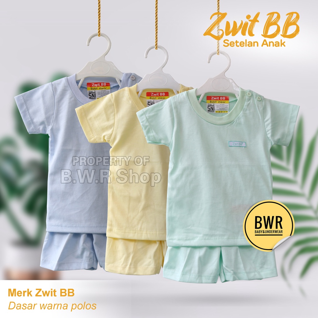 Setelan Zwit BB PENDEK WARNA POLOS / Setelan Anak Bayi Unisex Kaos Celana Pendek | Bwr