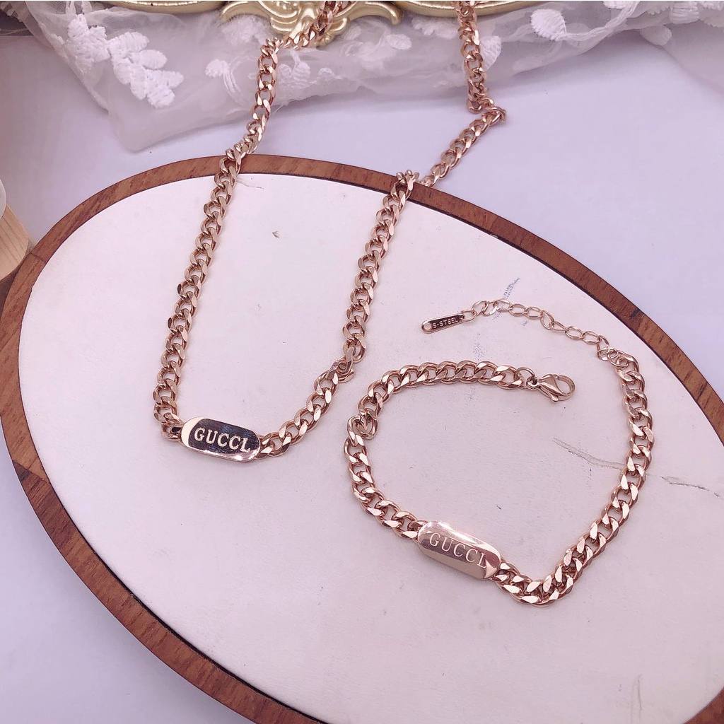 Kalung dan gelang titanium perhiasan fashion 7750,2576