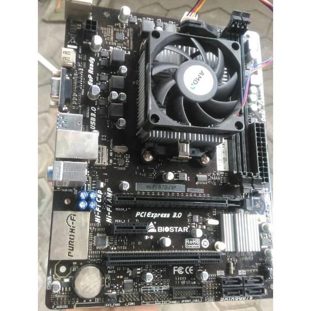 Paket Mainboard Amd FM2+ Biostar A70U3P + AMD Apu A6 6400K