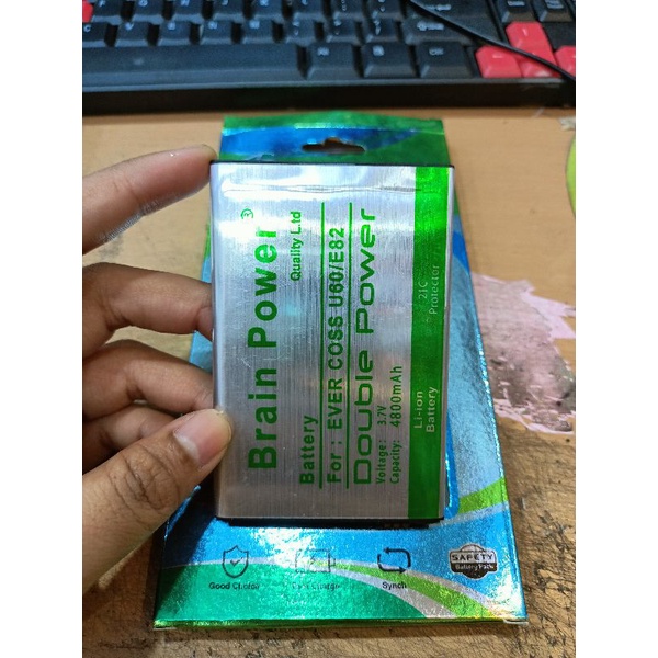 BATERAI BATTERY BATRE EVERCOSS U60 E82 DOUBLE POWER BRAIN POWER MURAH BAGUS BERGARANSI