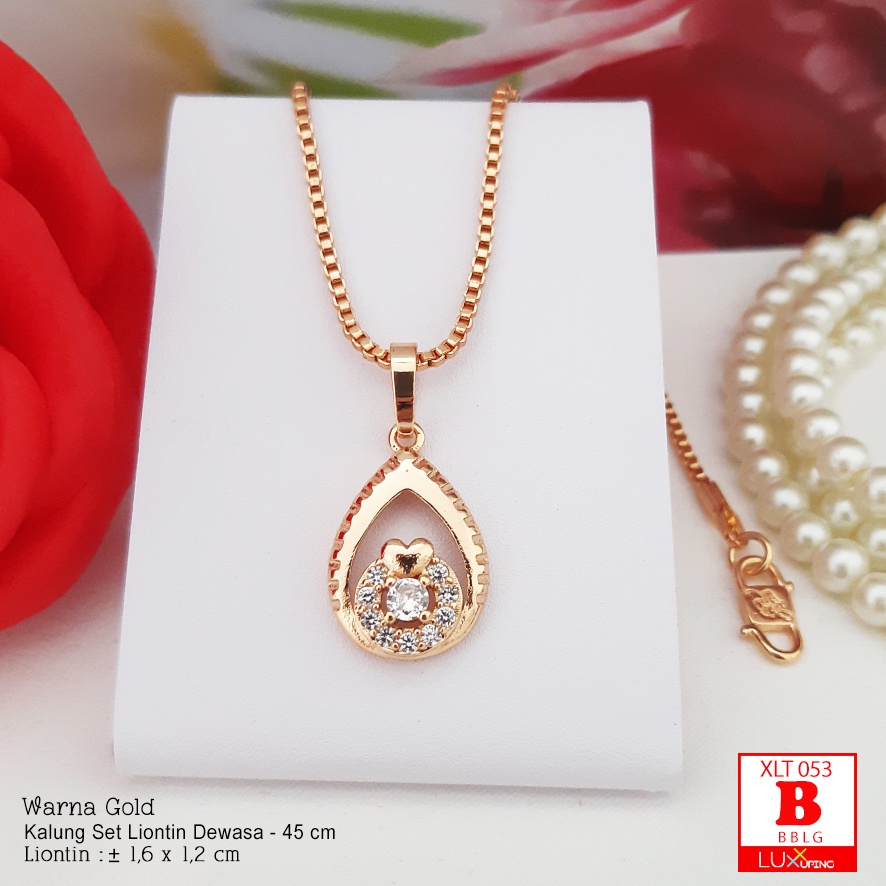 XLT 053 Kalung Set Liontin Cantik  Model Bola Boba Permata Zirkon Perhiasan Imitasi Lapis Emas 18K Tiruan Mata Zirkon Aksesoris Luxx Xuping