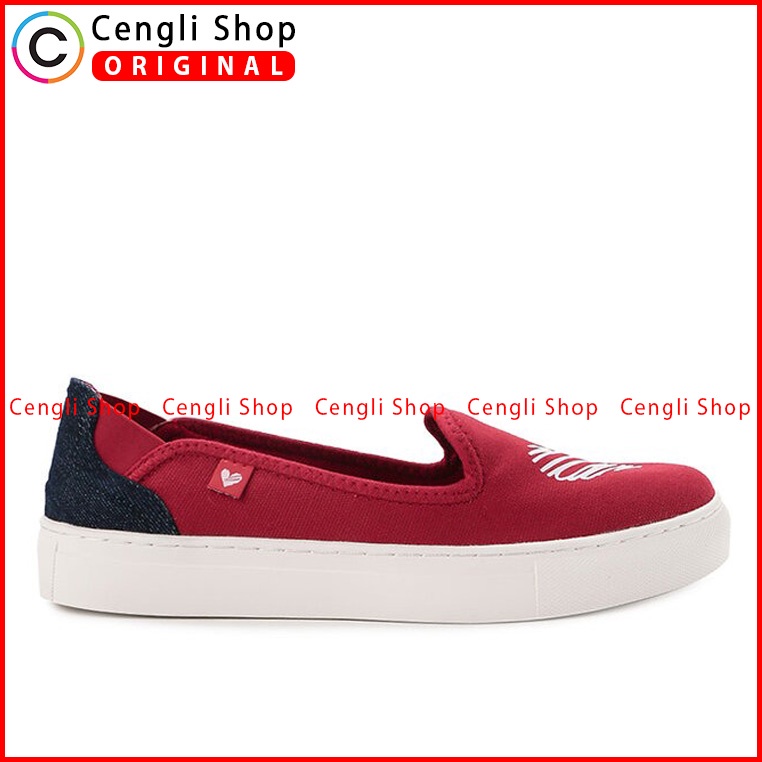 SEPATU SLIP ON OBERMAIN WANITA ORIGINAL BRANDED TERBARU MERAH OW18