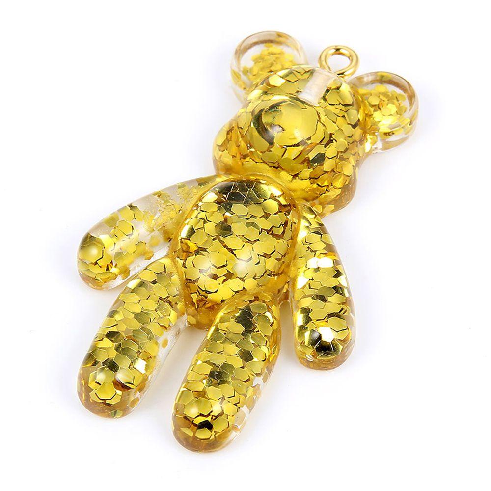 [Elegan] Beruang Kecil Liontin Resin Mode DIY Membuat Keyring Craft Glitter Flatback Bracelets Charm