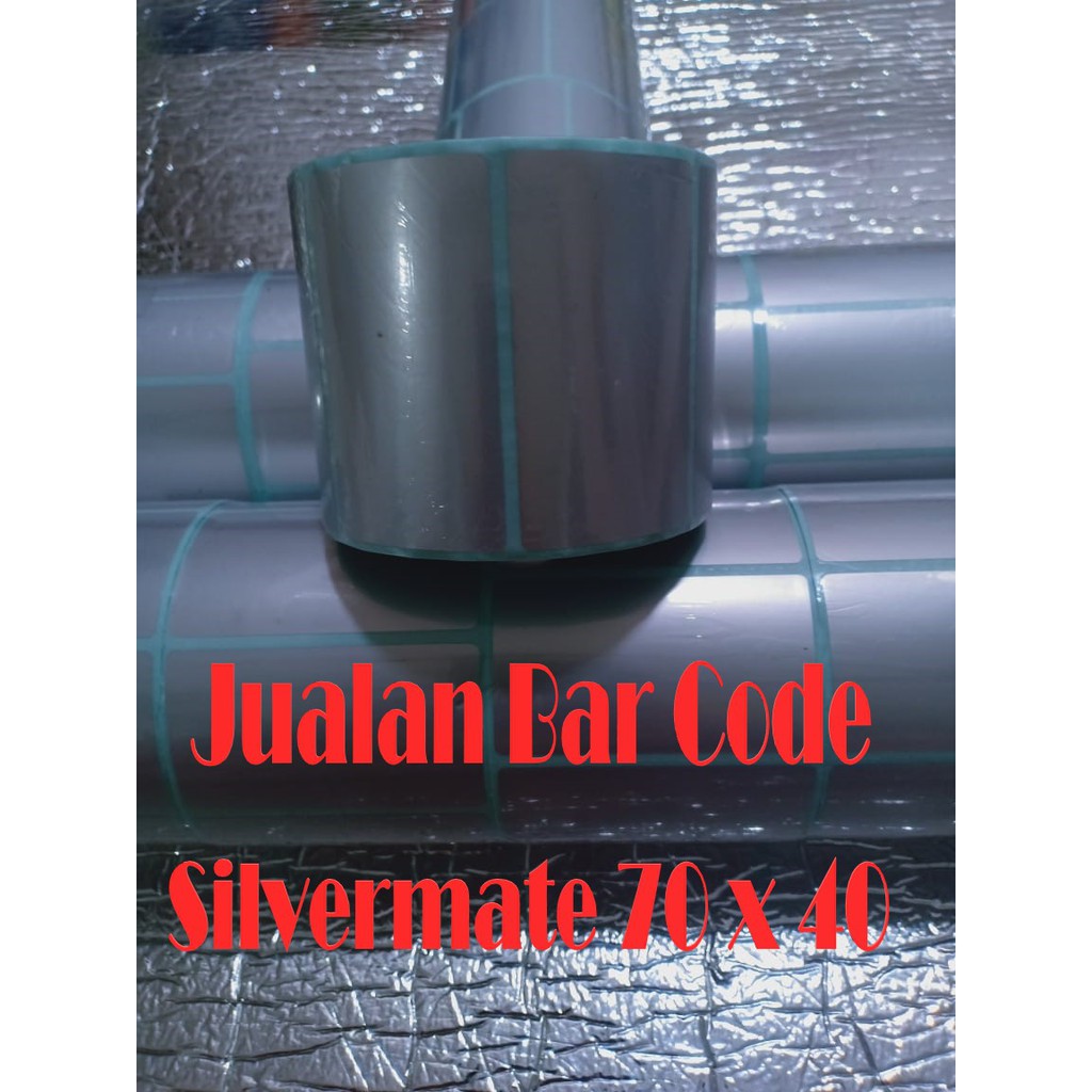 

STIKER LABEL BARCODE SILVERMATT | SILVERMATE 70 X 40 | 70X40 | 7cm x 4cm 1000 PCS CORE 1 INCH
