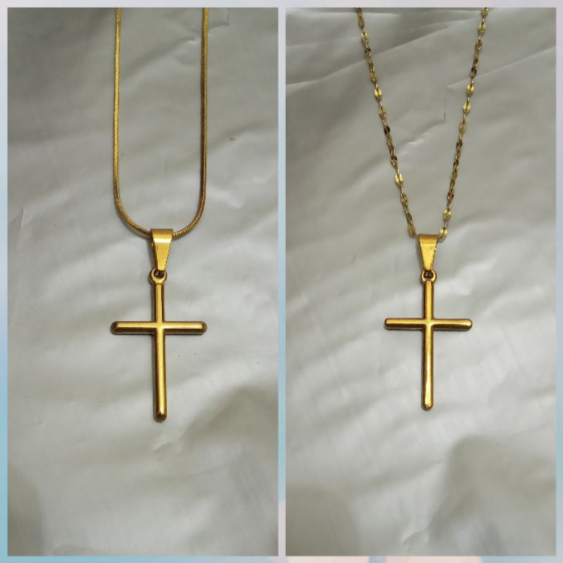 kalung+liontin salib titanium uk45cm liontin ukuran kecil.