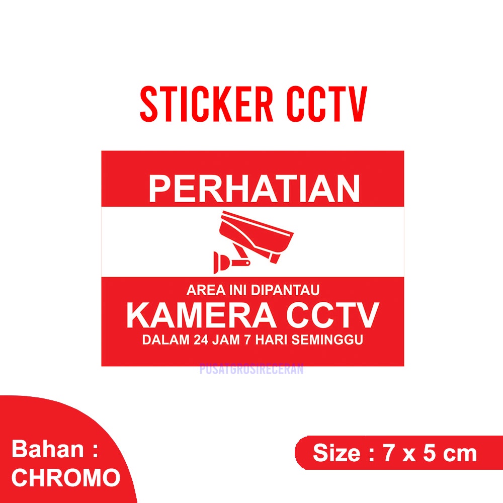 

Sticker Pantauan CCTV 24 jam 7 x 5 cm Label Pengawasan