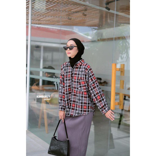 garmensolo || KEMEJA WANITA MODEL TARTAN CROP/ KEMEJA WANITA BAHAN WOLFIS / TUNIK JUMBO PREMIUM BLOUSE TARTAN LENGAN BALON MIZU KOREAN STYLE | KEMEJA FLANEL WANITA NUMMA-KIMBERLY ORANGE