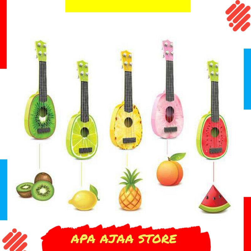 Paling Dicari ! Ukulele Gitar Mainan Gambar Buah-Buahan - AK88