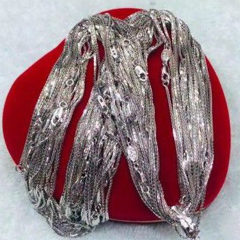 Kalung Italy Santa, Perak 925, Sepuh emas putih