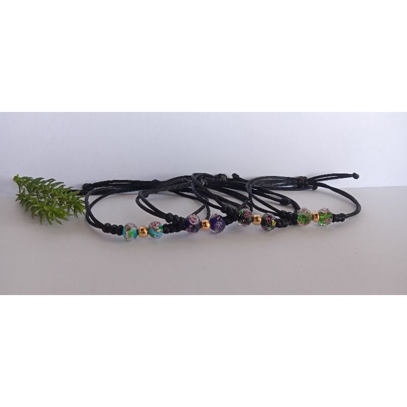 gelang emas 10karat Batu Crystal Bunga Lampwork Murano/ Gelang emas 0.1gram 10karat