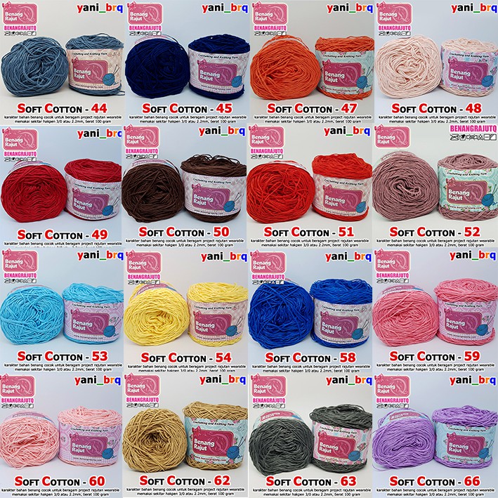 Sport Sistem Benang Rajut Soft Katun Small Ply Soft Cotton Small Ply - (Sc) Benang Rajut Katun Halus