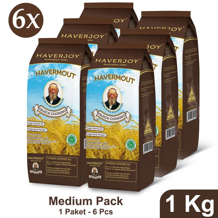 

Haverjoy Medium Pack Quick Cooking Oats 1 kg - 6 pcs