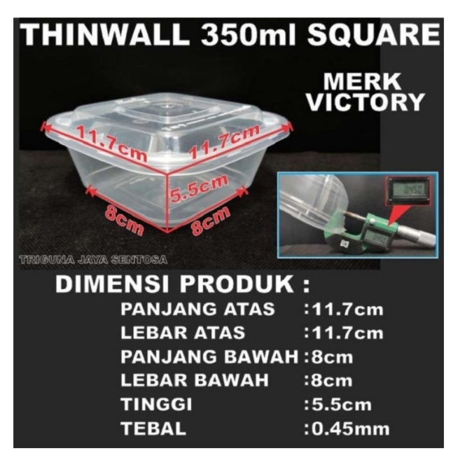 THINWALL SQ 350ML / 500 ML / 750 ML | THINWALL KOTAK 350 ML CEMBUNG / Thinwall Square 350 ML / Thinwall Salah Buah