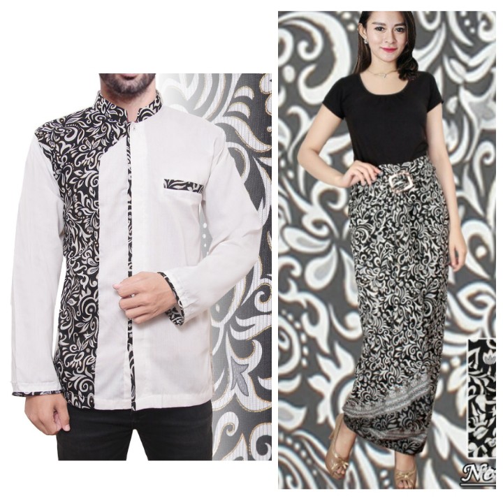 SB Collection Couple Rok Lilit Justika Maxi Kain Jumbo Dan Kemeja Muslim Koko Batik Pria