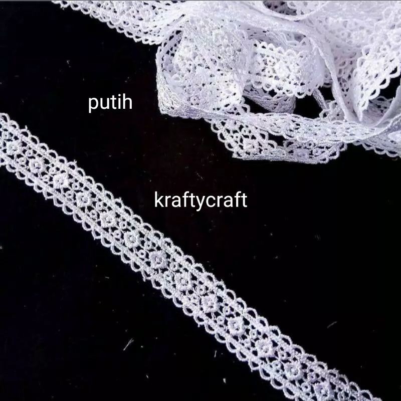 Renda tile bunga bordir rajut brokat gyper / giper katun baju mukena kebaya harga 1 ROLL