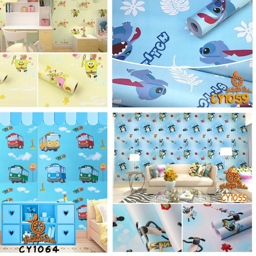 BISA COD [COD] Termurah Wallpaper Stiker stitch / wallpaper stiker tayo / wallpaper sticker spongebo