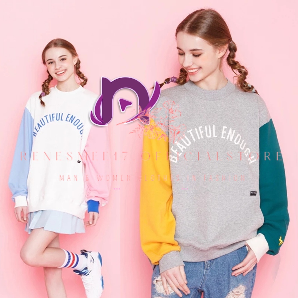 RENESMEE17.OFFICIALSTORE_ BEAUTIFUL ENOUGH SWEATER CREWNECK COMBI COLOR BAHAN FLEECE