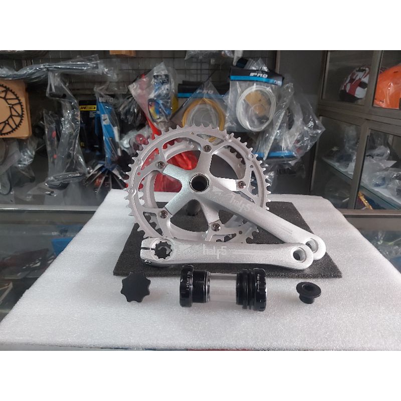 Crank GT Half5 Double 52-42T Silver HT2 Sepeda Lipat Crankset