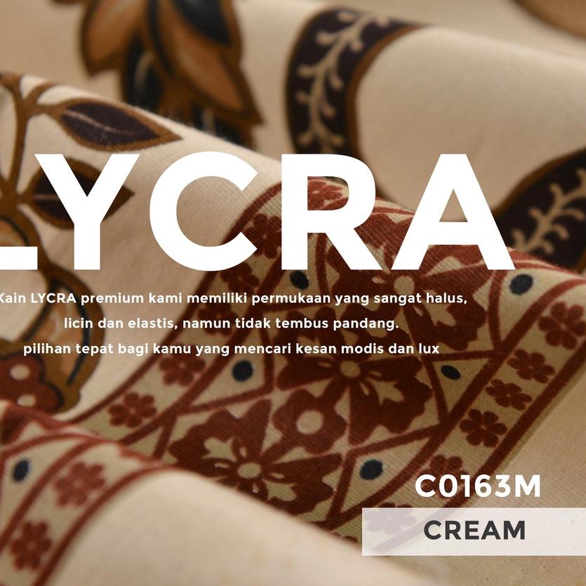 ✼ DKO Kain LYCRA Premium Cotton Stretch Cream Motif Bunga Daun ➷