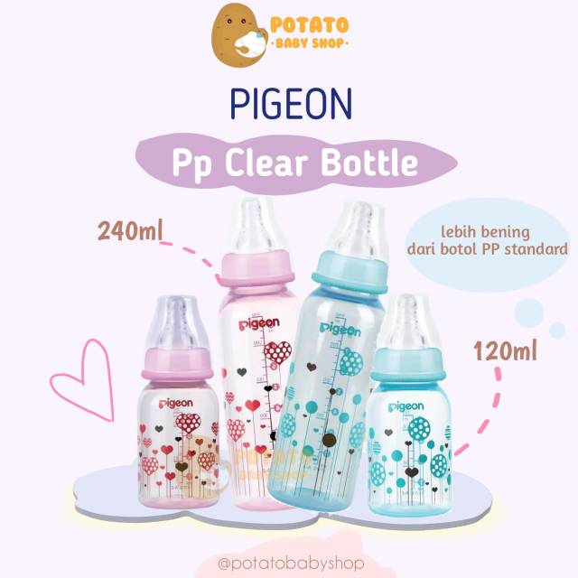 Pigeon - PP Clear Bottle 120ml &amp; 240ml / botol susu bayi