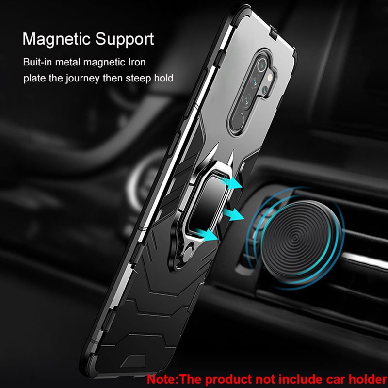 Casing Armor Shockproof + Stand Holder Magnetik Untuk Xiaomi Redmi 10