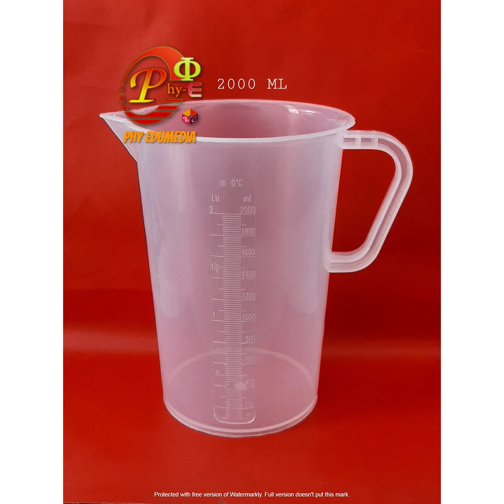 Beaker Plastik 2000ml / Gelas Kimia Plastik 2000ml / Griffin Beaker / Gelas Beaker Dengan Handle 2L