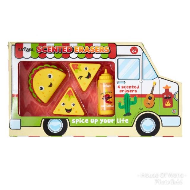 

SMIGGLE TACO TRUCK SCENTED ERASER BOX X4 - PENGHAPUS SMIGGLE