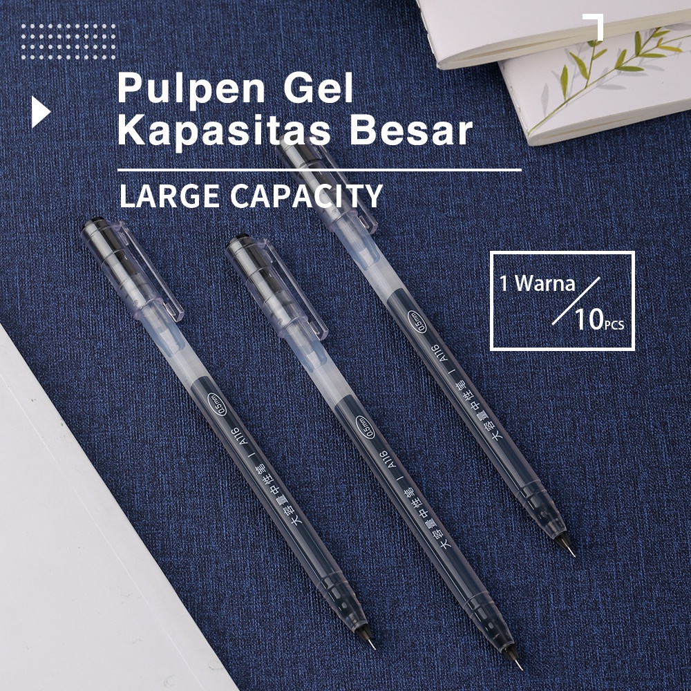 Deli Gel Pen Pulpen Gel Warna Hitam/Biru 0.5mm A116