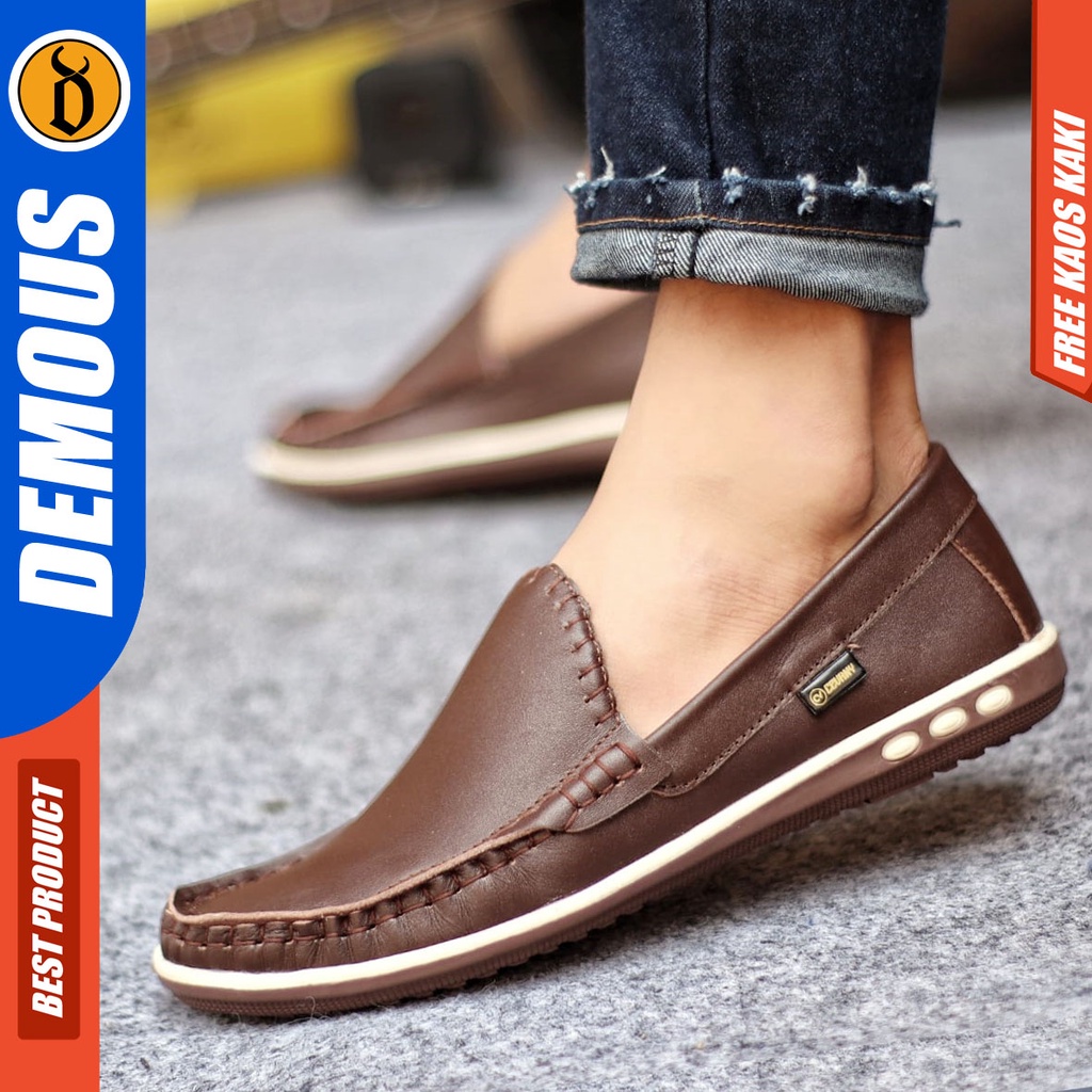 DEMOUS MYTH Sepatu Slip On Kasual Pria Kulit Asli