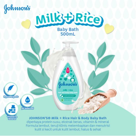 Johnson’s Baby Bath Wash | Top To Toe Milk Rice Refill 400ml / Pump 500ml