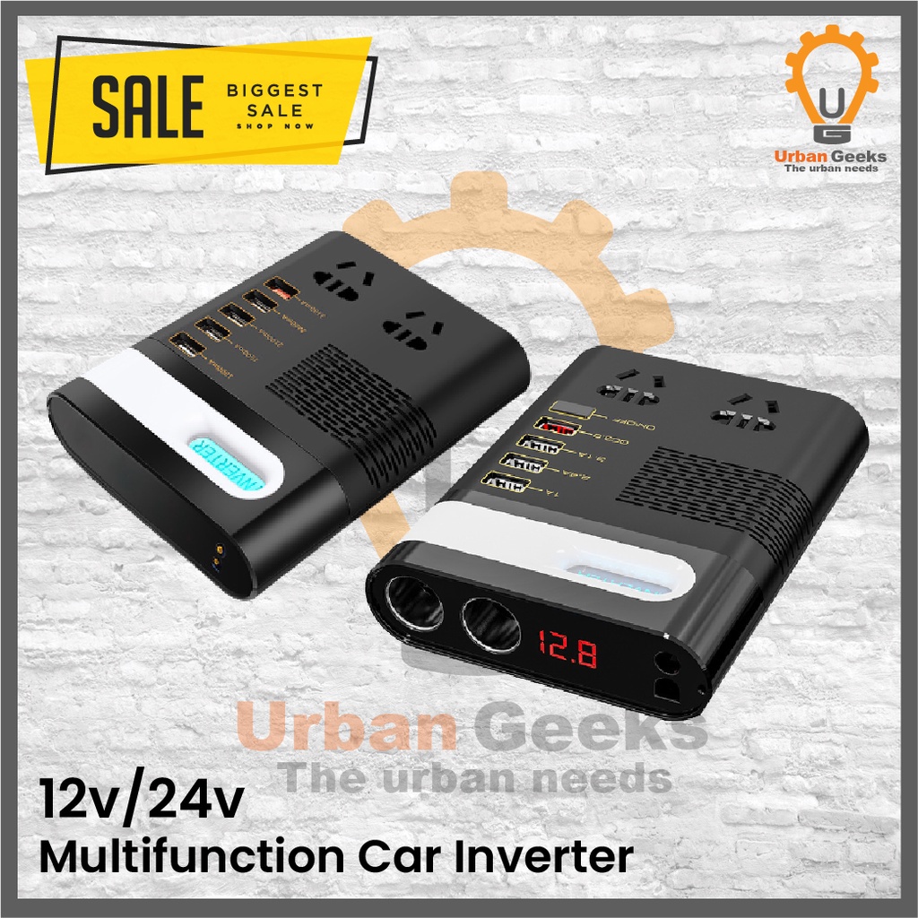 Multifunction Car Smart Inverter Auto Power Converter Adapter USB Port