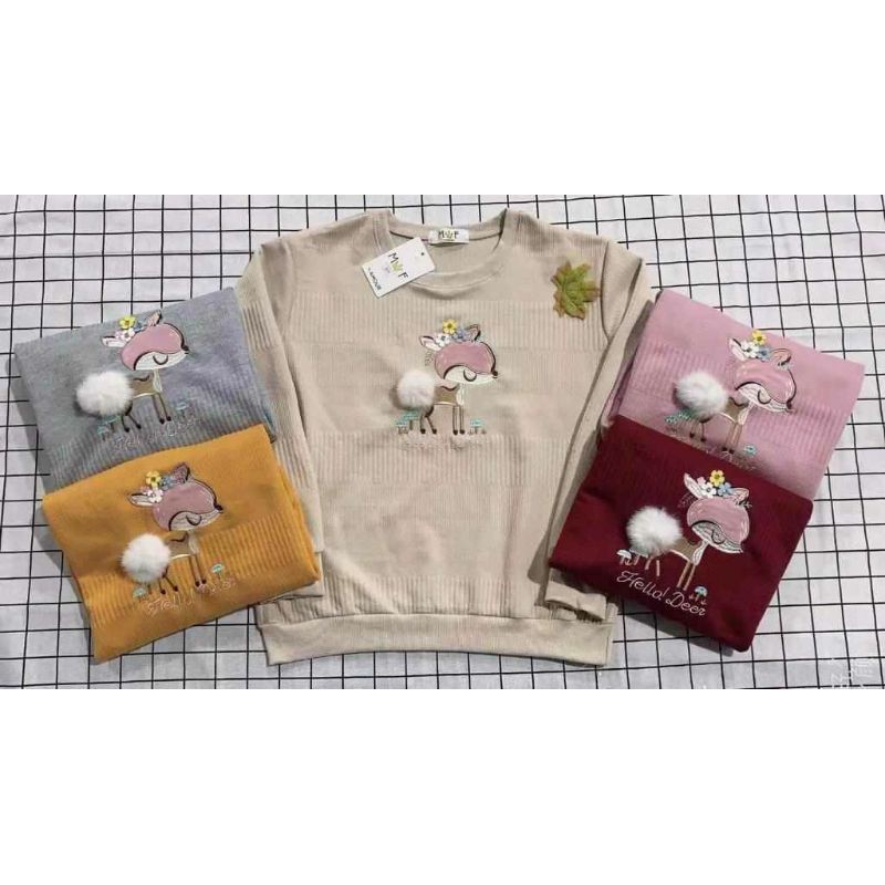 Kaos rajut MF import Hello Deer/atasan rajut import