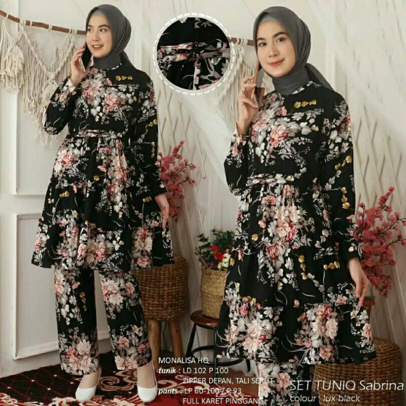 Set Tunik Sabrina //Setelan tunik motif //one Set Home