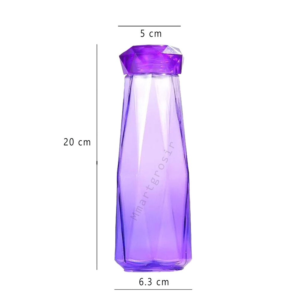 Botol Minum/ Botol Gelas Kaca / Motif Diamond/ Ungu / Botol transaparant