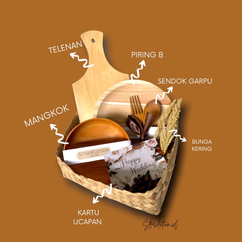 

Perlengakapan Dapur Mangkok Telenan Piring Dari Kayu Kado Besek | Kado Ulang Tahun | Kado Wedding