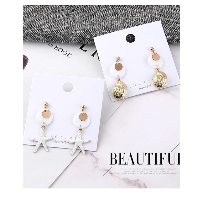 LRC Anting Tusuk Fashion Alloy Starfish Earrings Y61850