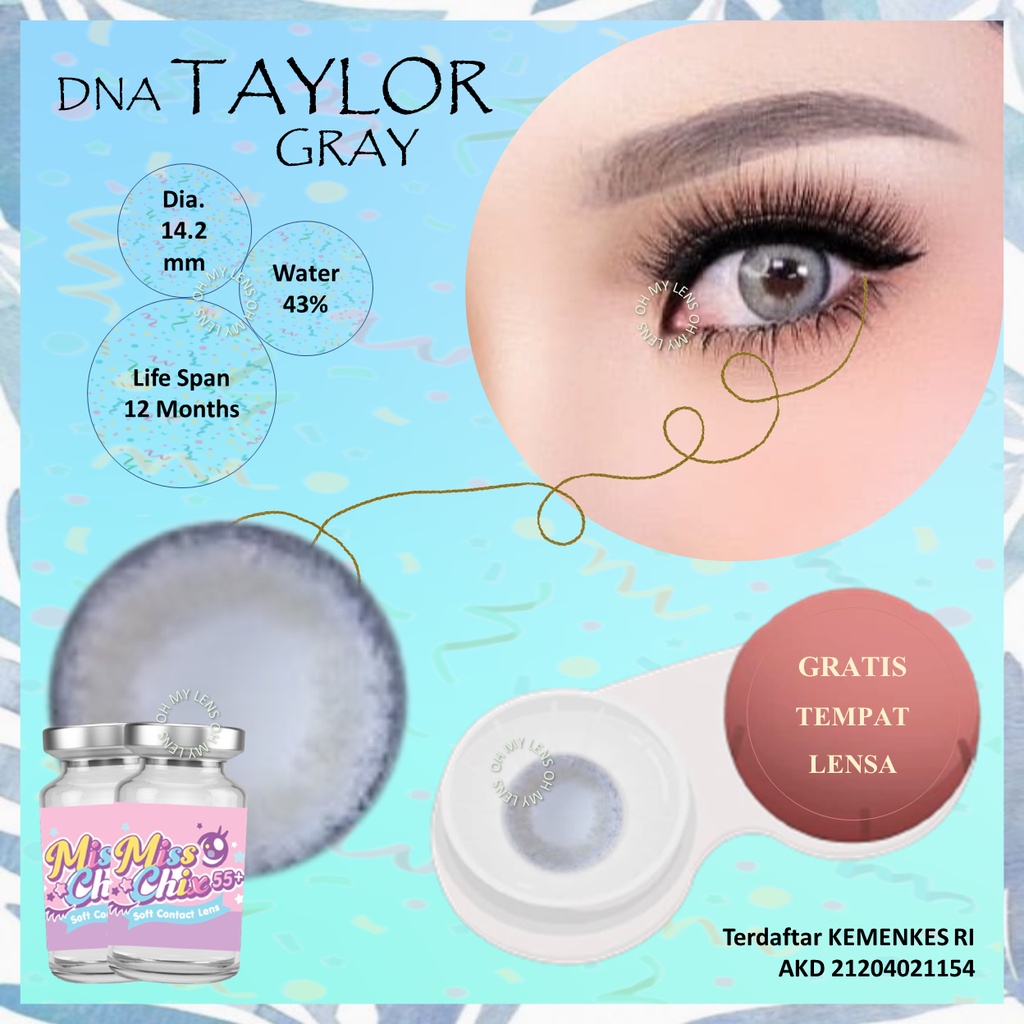 soflent DNA TAYLOR GRAY abu-abu Power Bisa Minus Sama / Beda Minus / Normal | soflens minus Terdafta