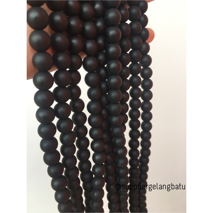 supplier batu alam blackstone doff bahan gelang kalung akik asli 10mm