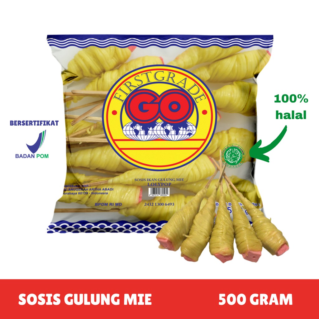 [FROZEN FOOD GO] SOSIS IKAN GULUNG MIE LOLYPOP ISI 20 (500GR) MAKANAN INSTAN NUGGET SOSIS BPOM HALAL