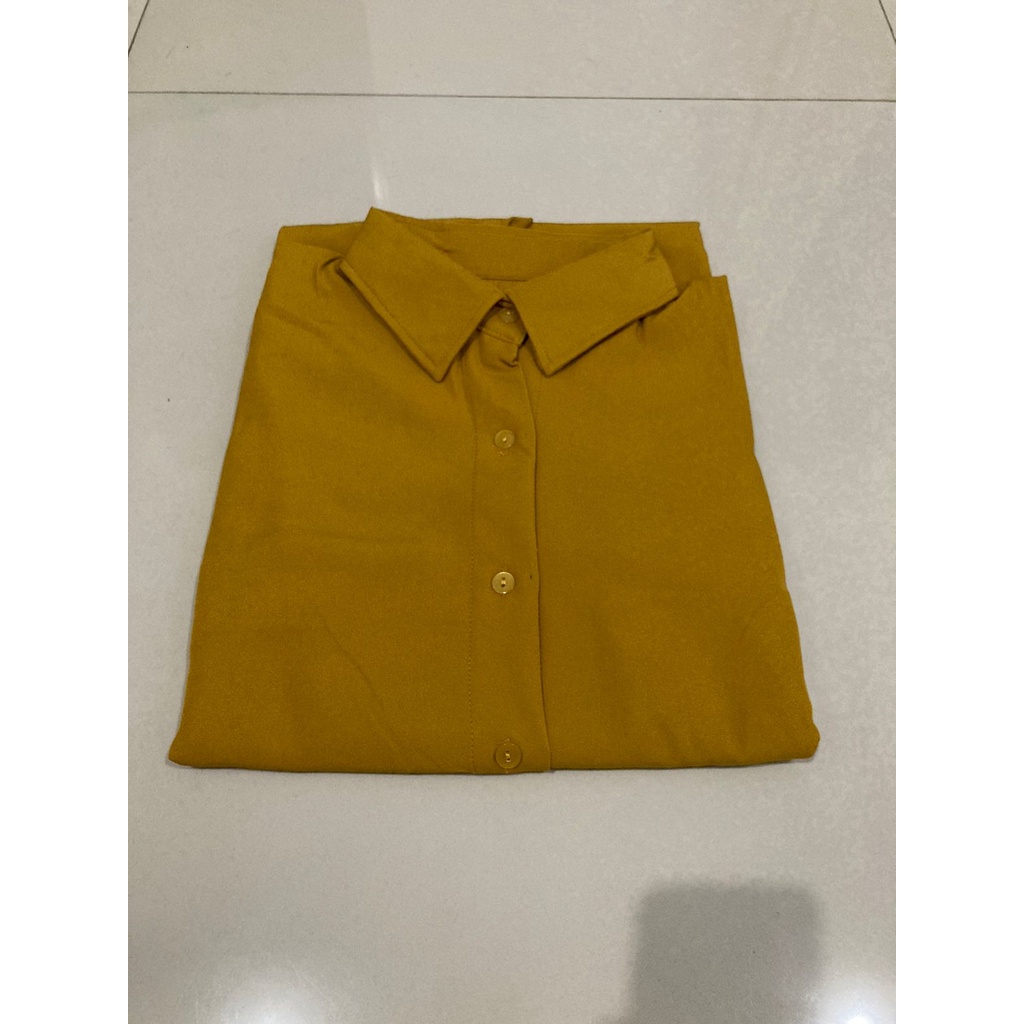 KEMEJA NINY REMPLE BLOUSE WANITA SHIRT PUTIH KEMEJA LENGAN PANJANG-YELLOW