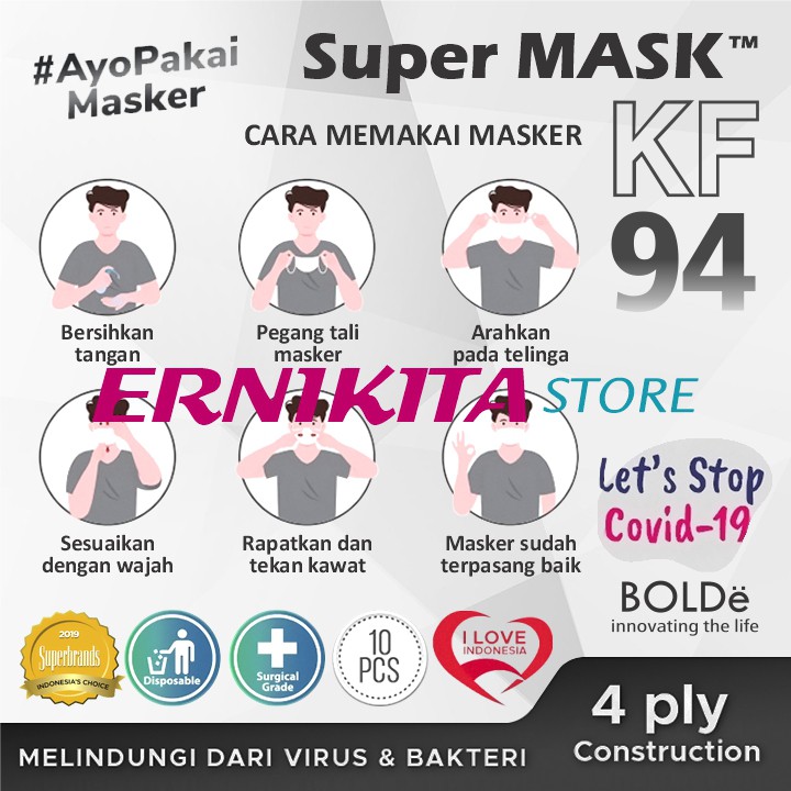 BOLDe Super Mask KF 94 4 ply izin Depkes - Korean Mask - Masker Medis 3D