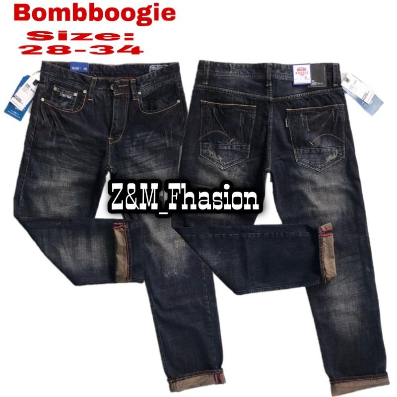 Celana Jeans Standart Original Premium Bomboogie Pria Size 27-34- Celana Panjang Reguler Pria High Q