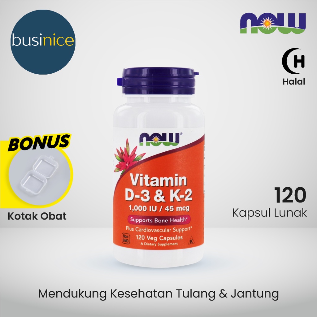 Now Foods Vitamin D3 K2 1000IU - 120 Veg Capsules Vit D3 K2 1,000 IU