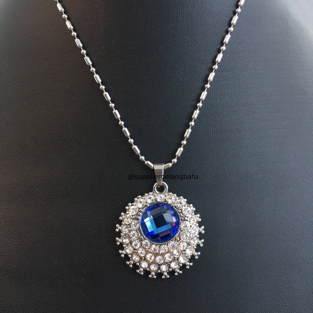 Kalung quantum pendant crown sapphire biru PREMIUM japanese technology