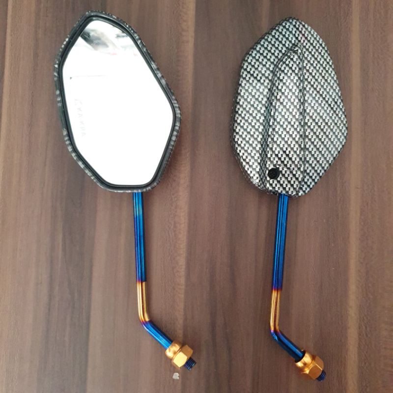 spion carbon two tone tiger megapro supra x 125 set kanan kiri bisa untuk honda spion variasi karbon