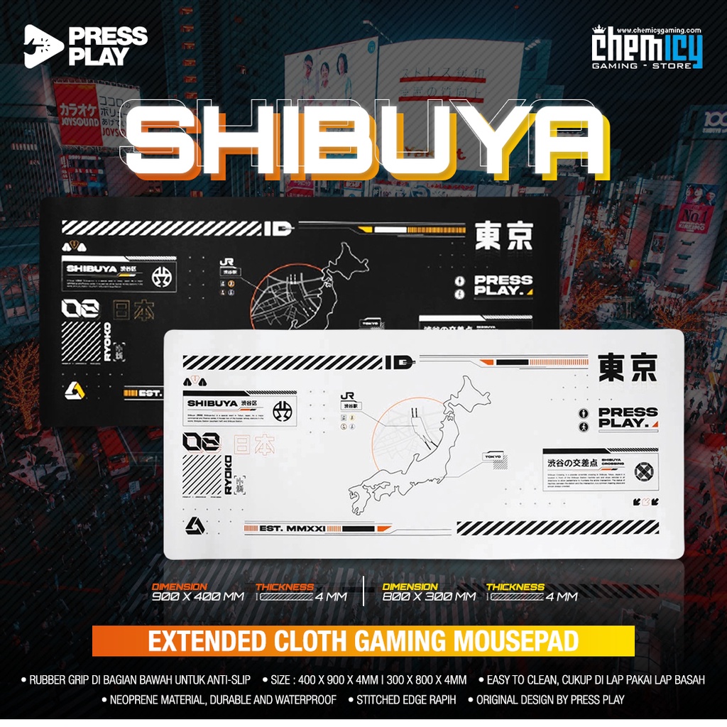 Press Play Shibuya Deskmat Cloth Gaming Mousepad