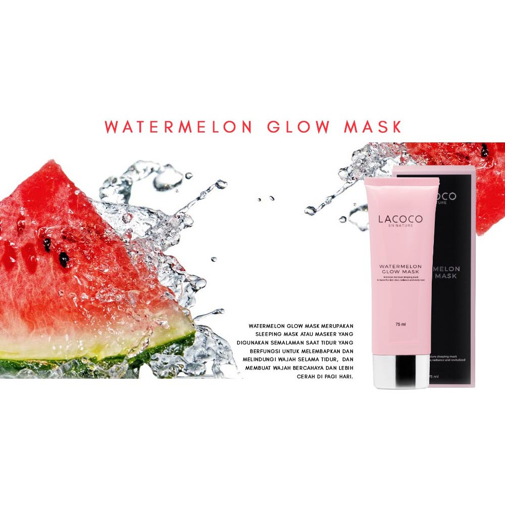 Lacoco Watermelon Glow Mask Malam Sleeping Mask Pencarah Wajah Mengecilkan Pori mMlembabkan Mencerahkan